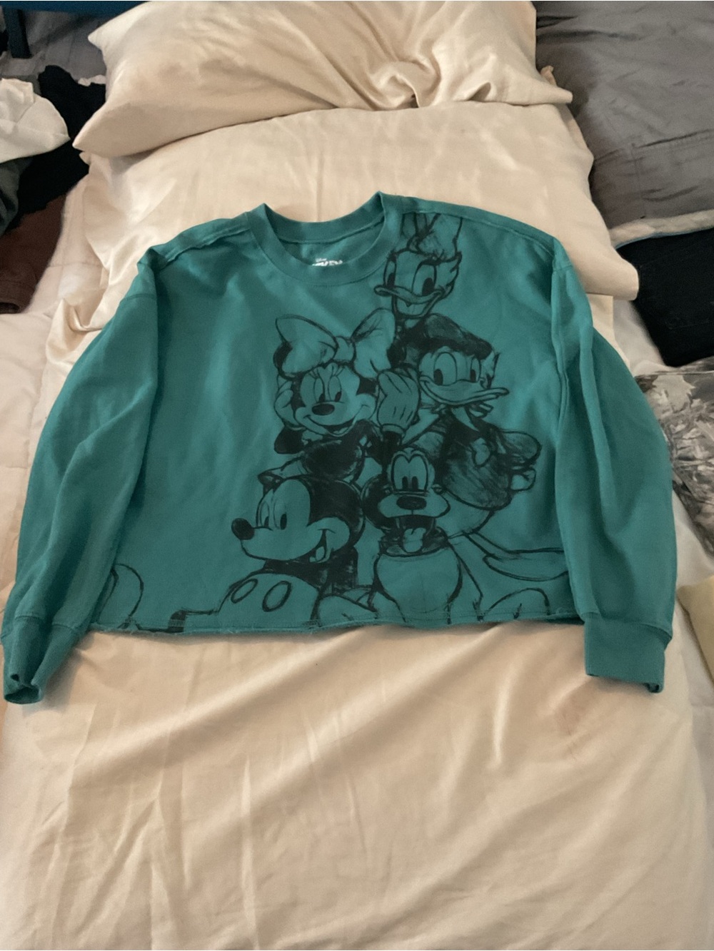 Disney Teal Crewneck Sweatshirt with Mickey & Friends Sketch Graphic